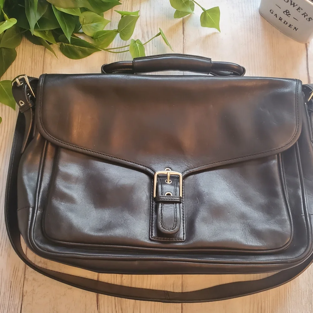 RETAIL COACH Vintage Y2K ALL LEATHER EXTERIOR Black Leather Laptop Bag